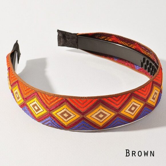NEW Multi Colorful Aztec Ethnic Geometric Pattern Hair Accessory Comfy Headband - Picture 8 of 11
